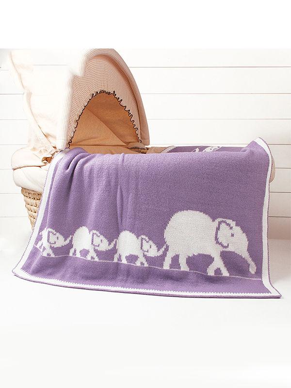 Elephants Knitted Acrylic Blankets - dianjiang-