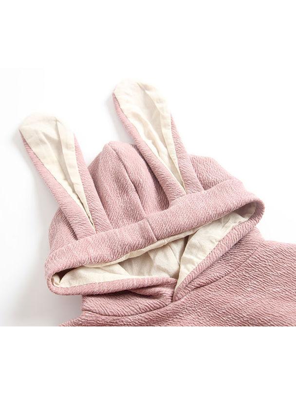 Adorable Baby Bunny Ear Solid Color Hooded Onesie - dianjiang-