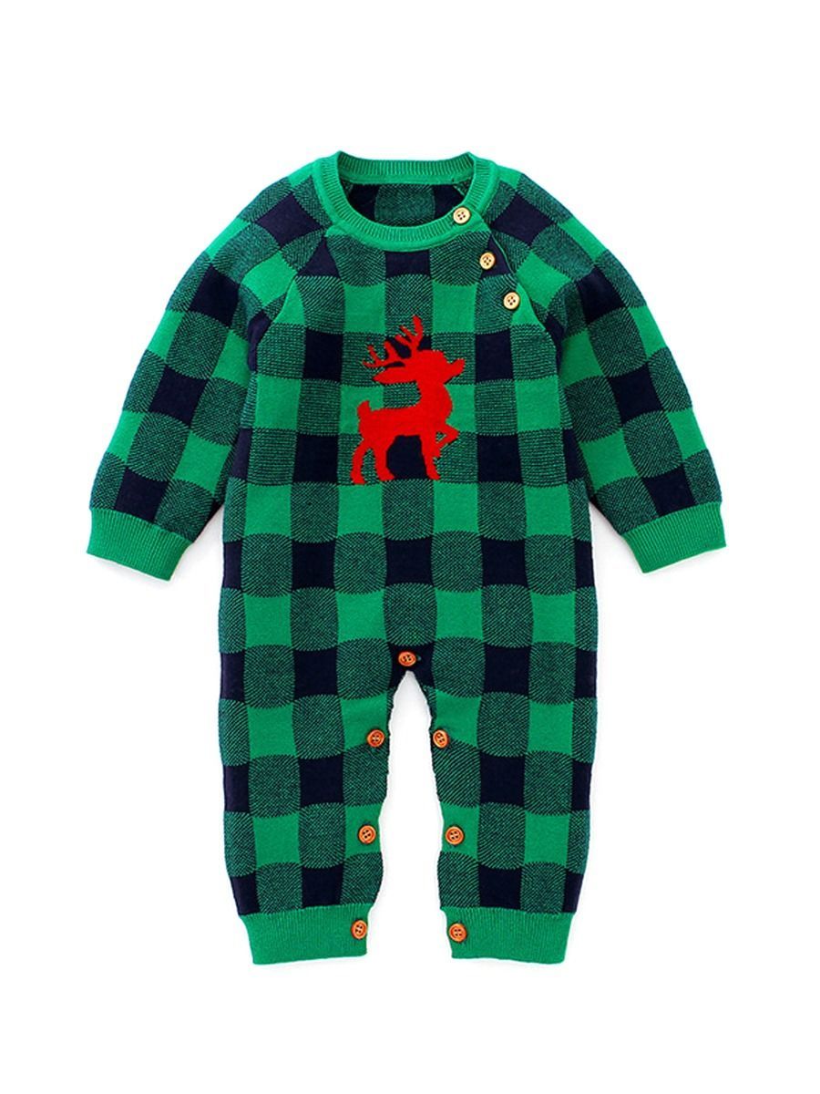 Adorable Baby Christmas Deer Crochet Jumpsuit - dianjiang-