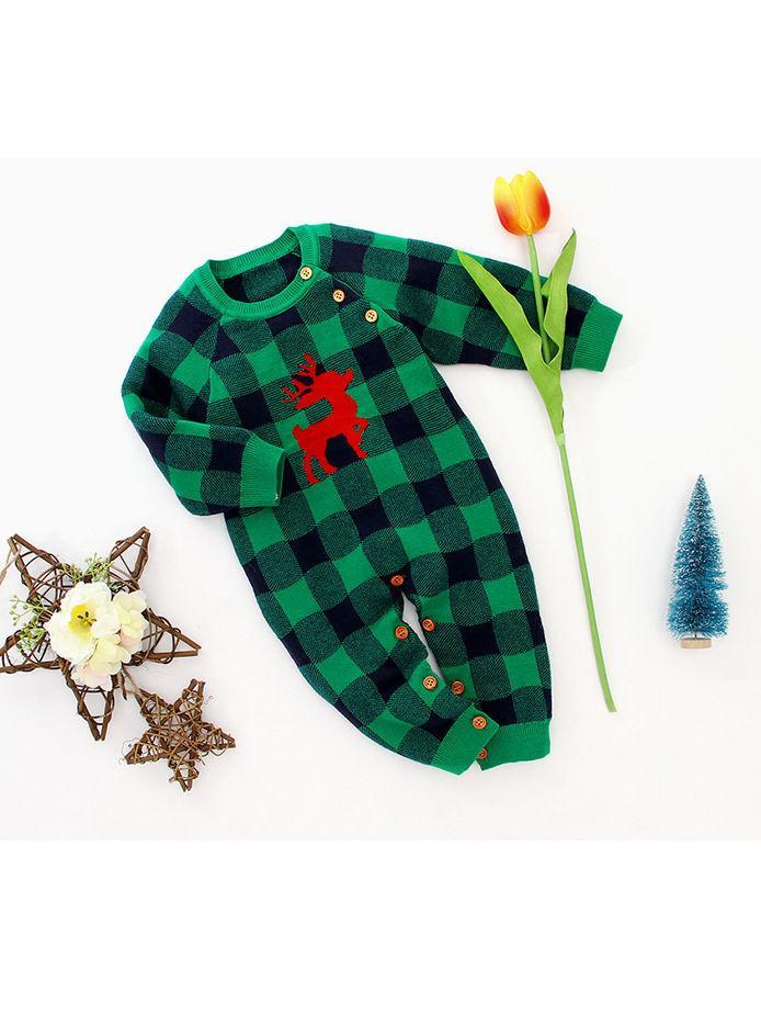 Adorable Baby Christmas Deer Crochet Jumpsuit - dianjiang-