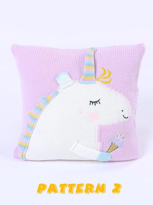 Adorable Back Cushion 3D Unicorn Pattern Knitted Baby Pillow - dianjiang-