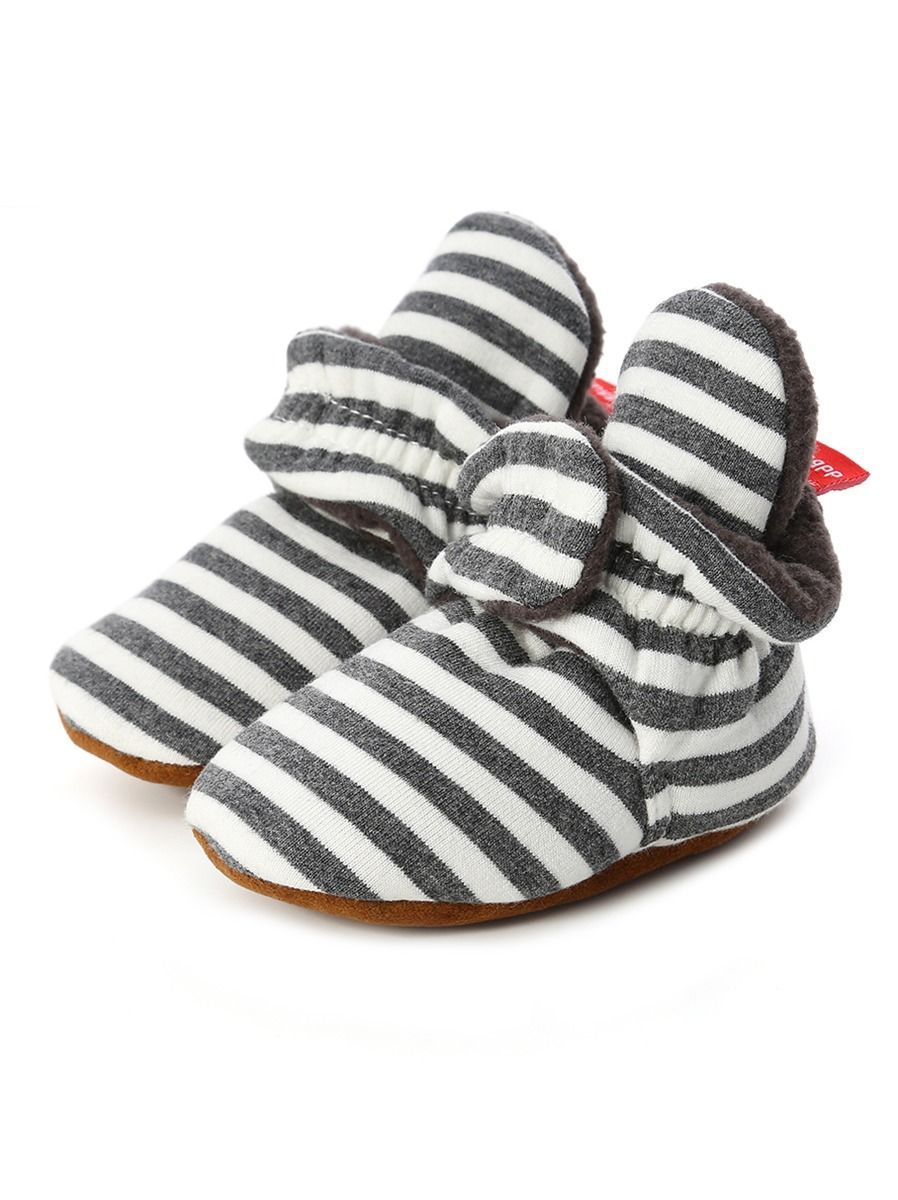 Adorable Baby Stripe Furry Pre-walker Shoes - dianjiang-