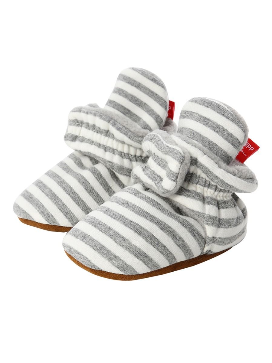 Adorable Baby Stripe Furry Pre-walker Shoes - dianjiang-