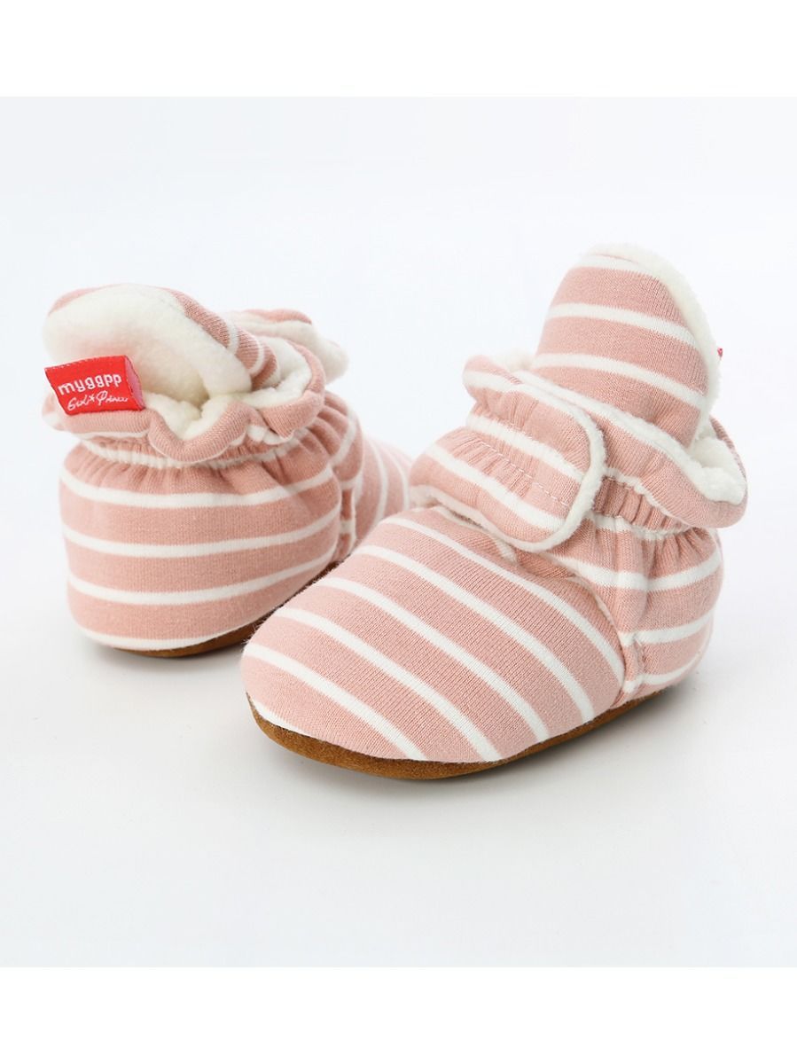 Adorable Baby Stripe Furry Pre-walker Shoes - dianjiang-