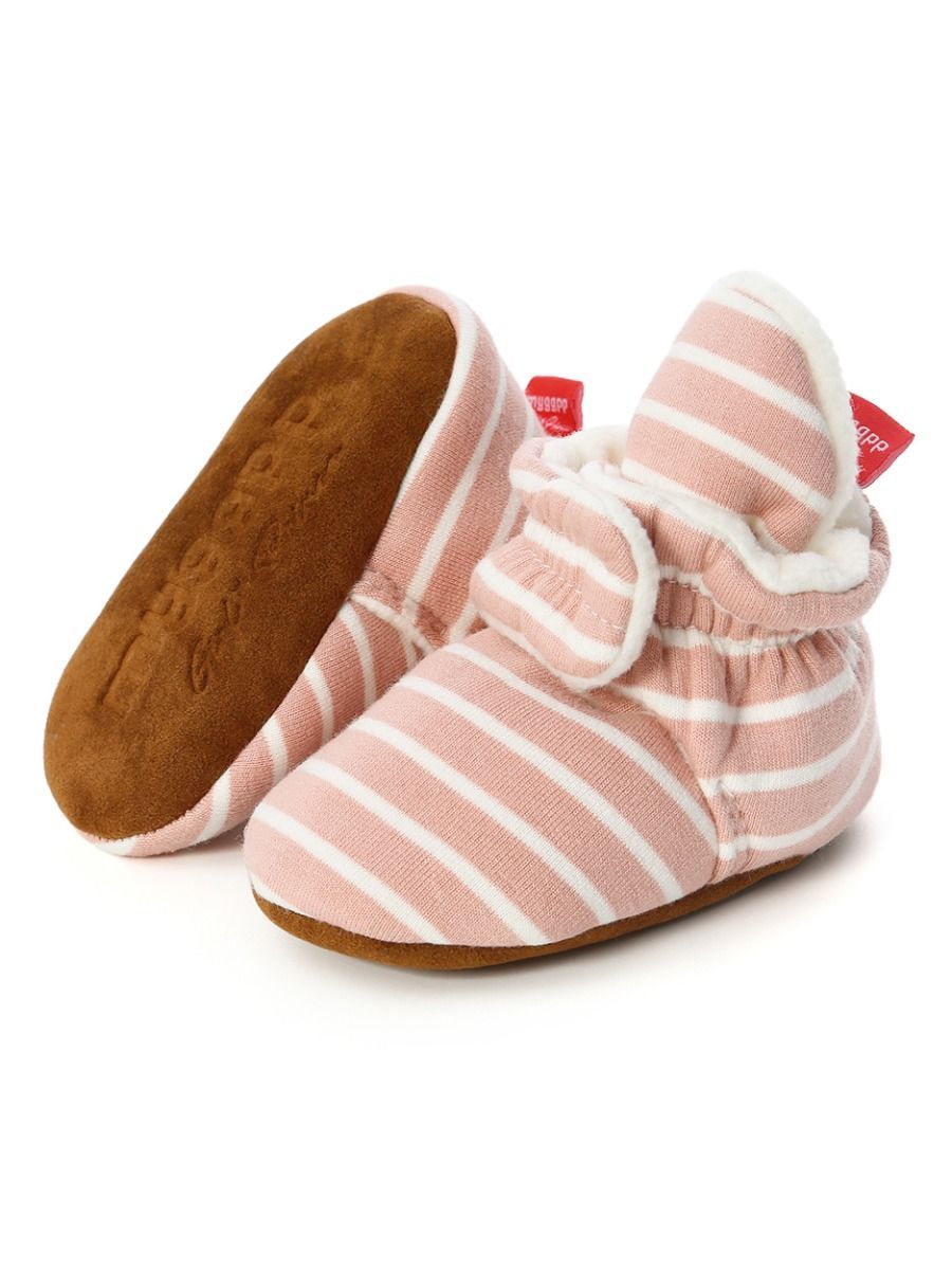 Adorable Baby Stripe Furry Pre-walker Shoes - dianjiang-