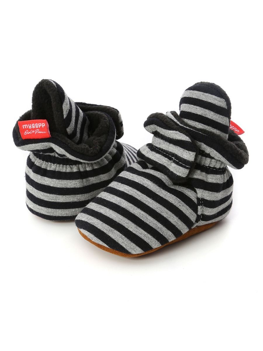 Adorable Baby Stripe Furry Pre-walker Shoes - dianjiang-