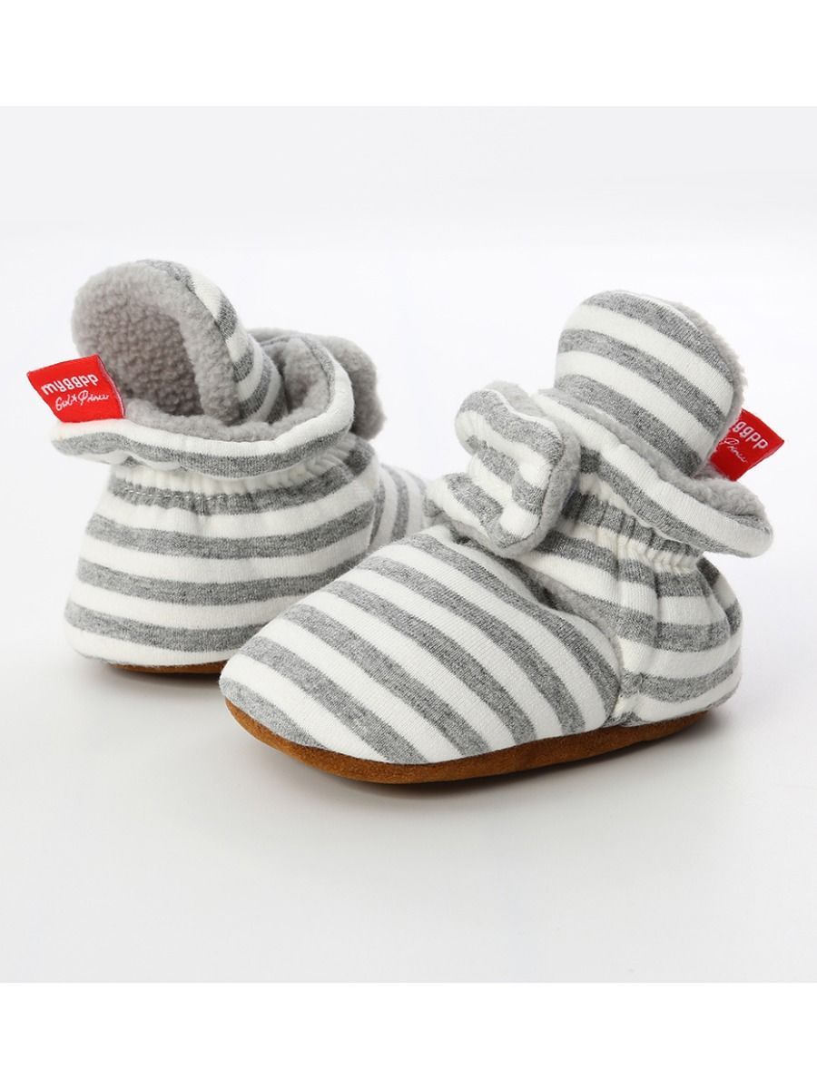 Adorable Baby Stripe Furry Pre-walker Shoes - dianjiang-
