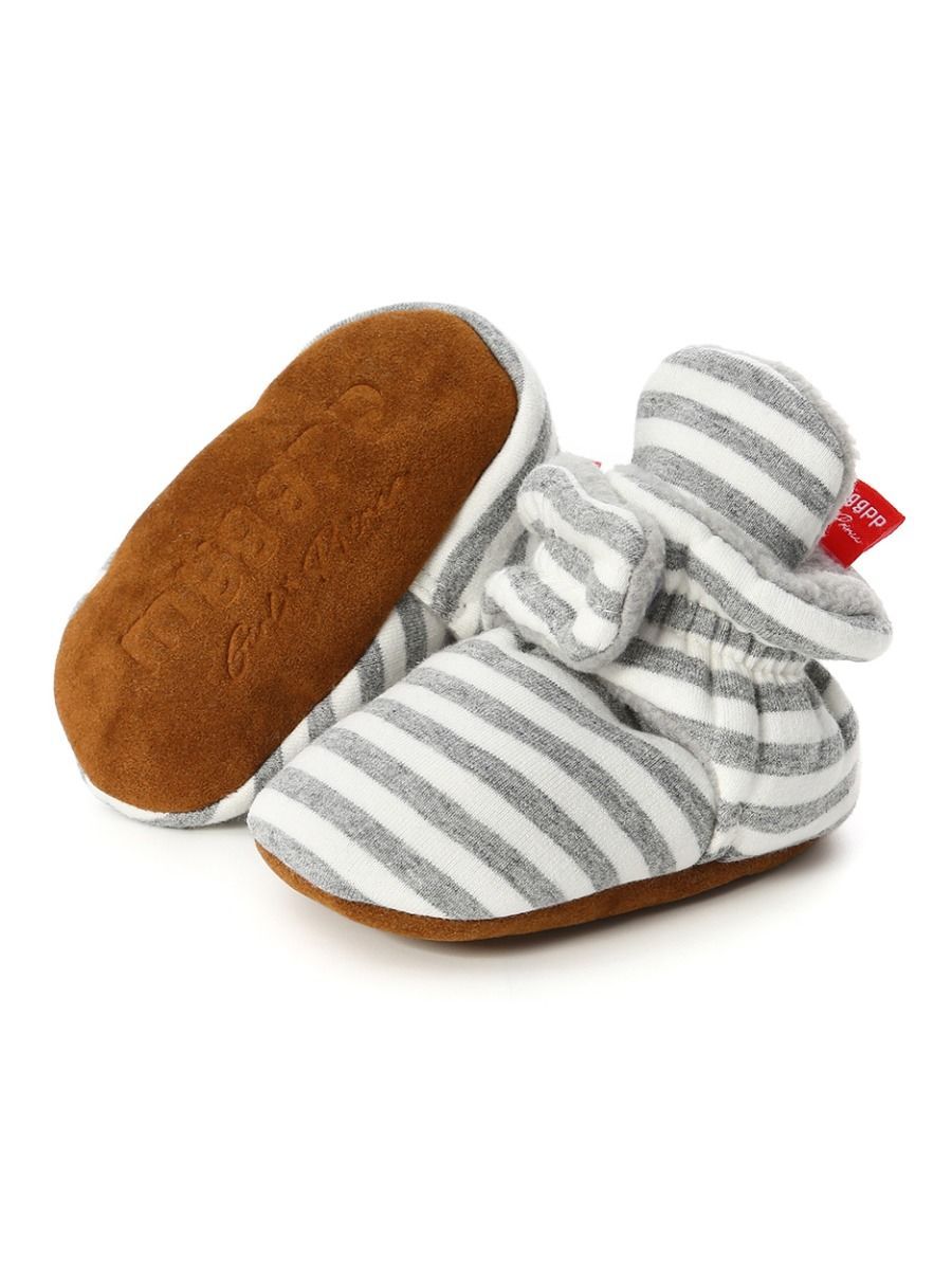 Adorable Baby Stripe Furry Pre-walker Shoes - dianjiang-