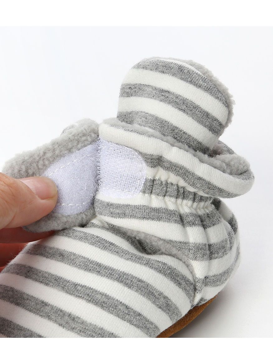 Adorable Baby Stripe Furry Pre-walker Shoes - dianjiang-