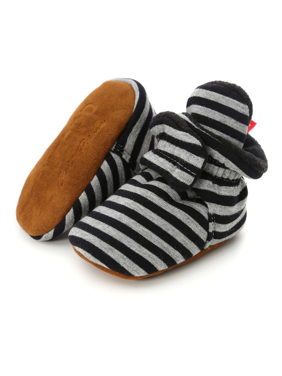 Adorable Baby Stripe Furry Pre-walker Shoes - dianjiang-