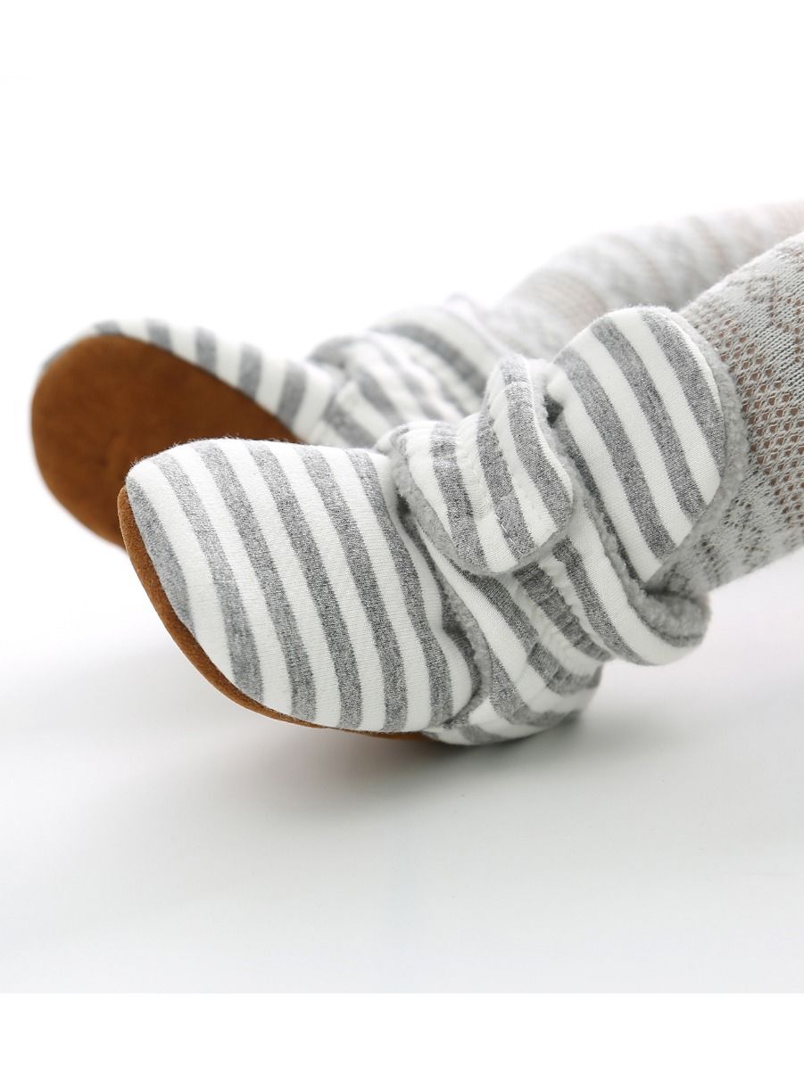 Adorable Baby Stripe Furry Pre-walker Shoes - dianjiang-