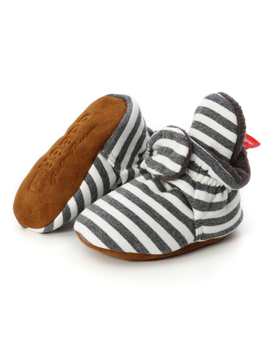 Adorable Baby Stripe Furry Pre-walker Shoes - dianjiang-