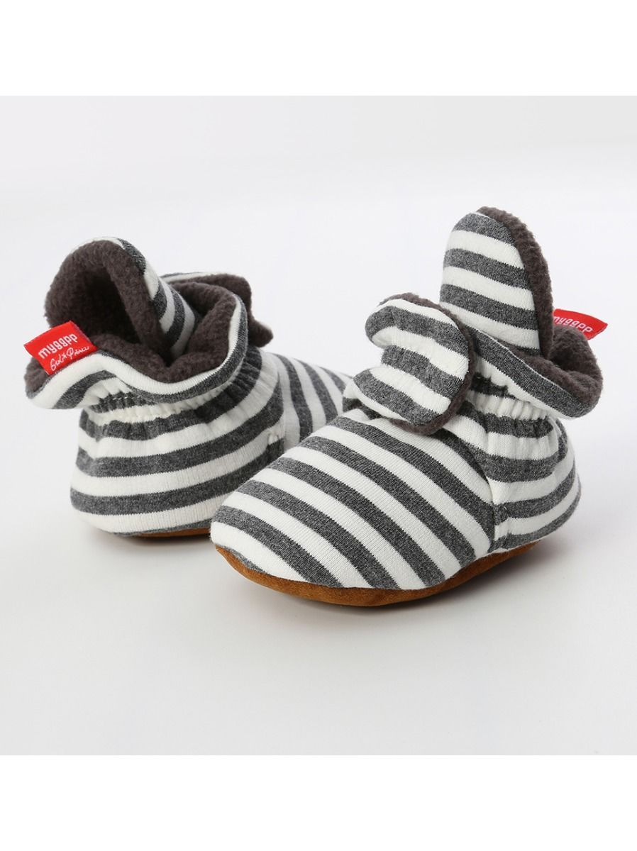 Adorable Baby Stripe Furry Pre-walker Shoes - dianjiang-