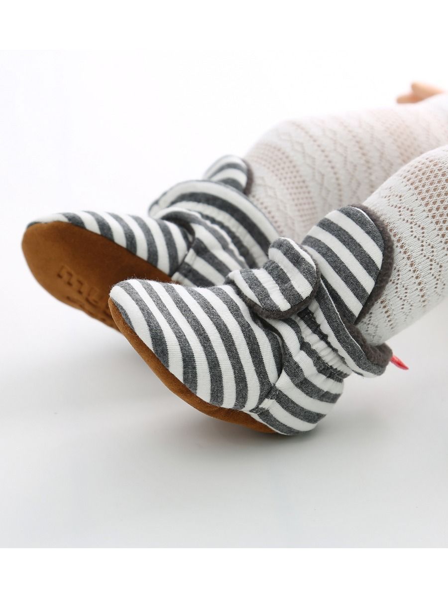 Adorable Baby Stripe Furry Pre-walker Shoes - dianjiang-