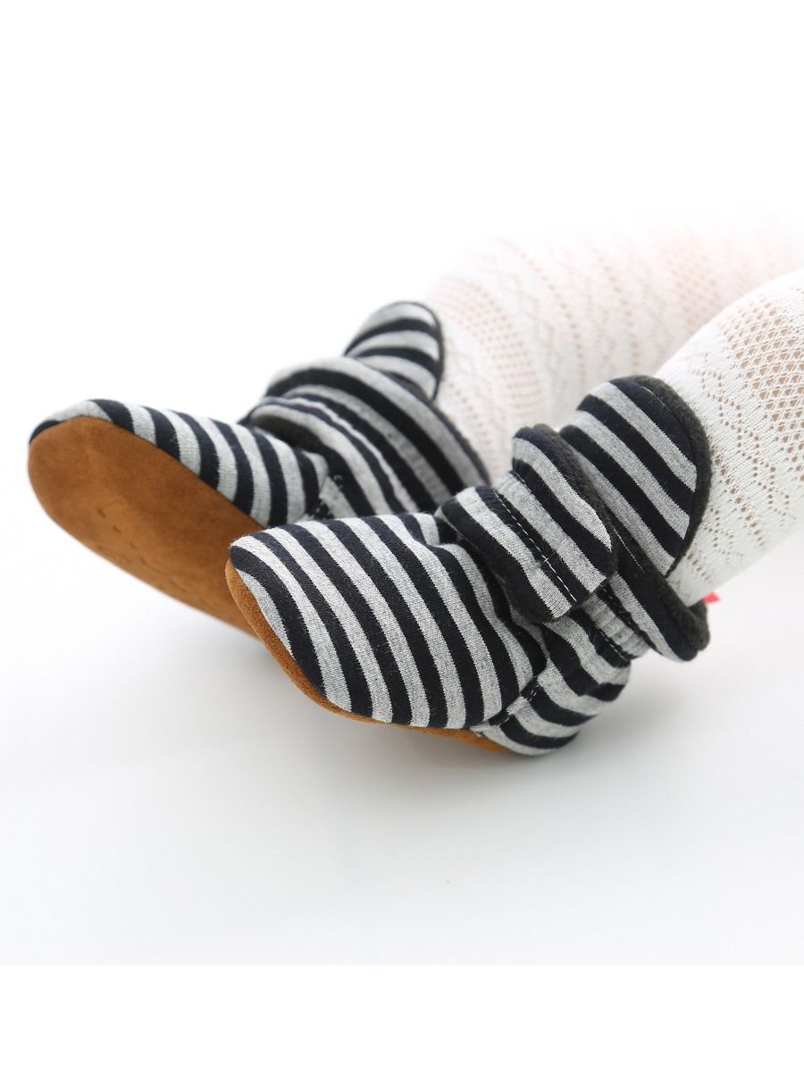Adorable Baby Stripe Furry Pre-walker Shoes - dianjiang-