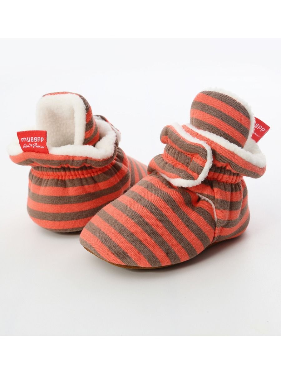 Adorable Baby Stripe Furry Pre-walker Shoes - dianjiang-