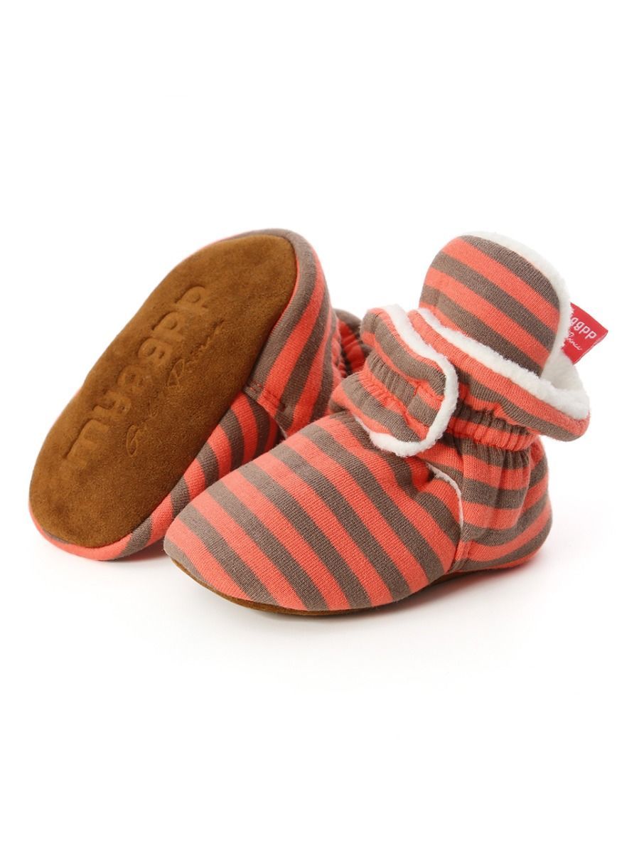 Adorable Baby Stripe Furry Pre-walker Shoes - dianjiang-