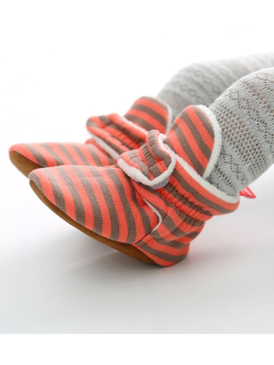 Adorable Baby Stripe Furry Pre-walker Shoes - dianjiang-