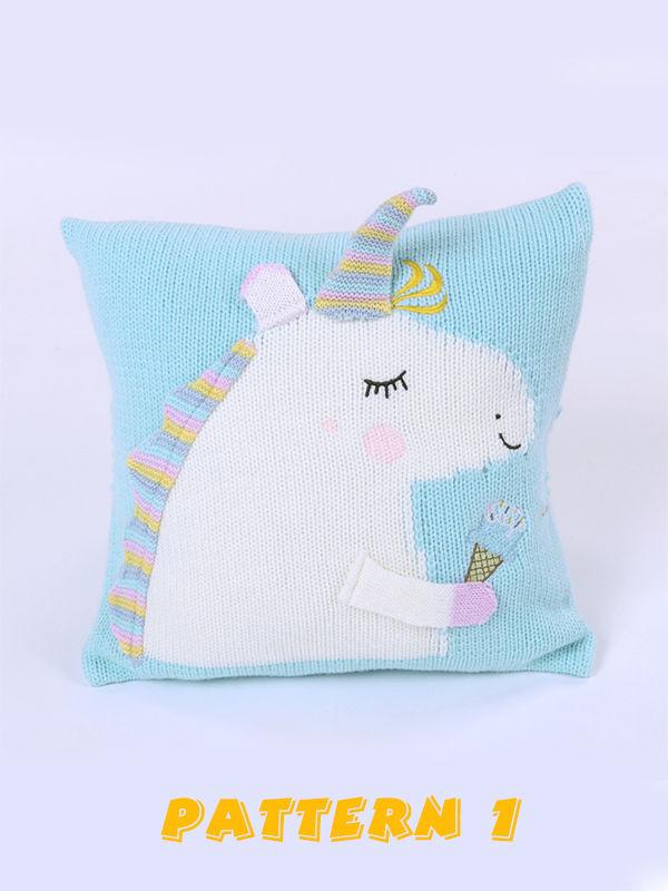 Adorable Back Cushion 3D Unicorn Pattern Knitted Baby Pillow - dianjiang-