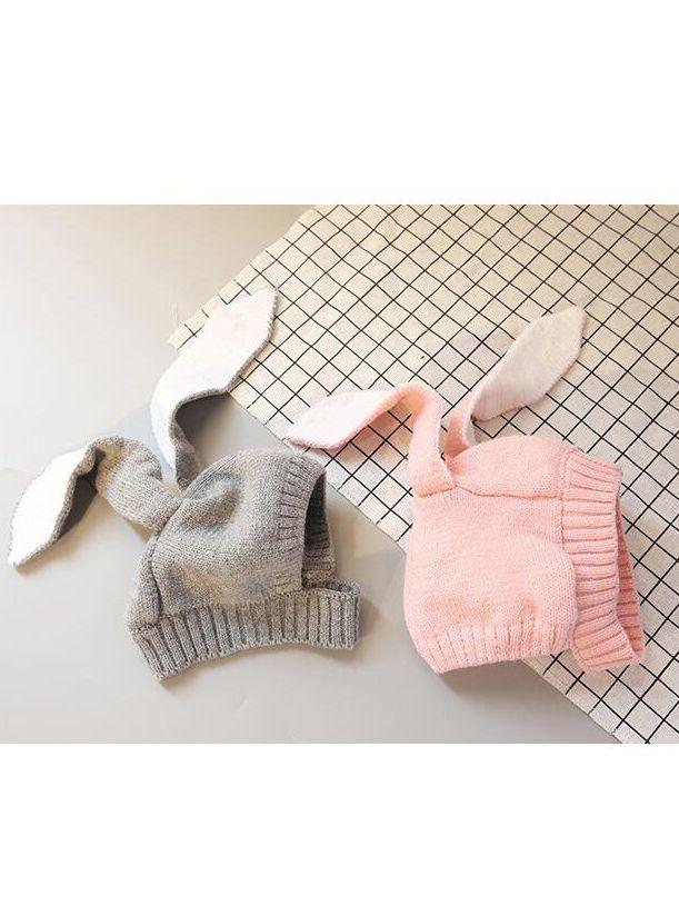 Adorable Bunny Ear Outdoor Earflap Baby Knitted Hat - dianjiang-