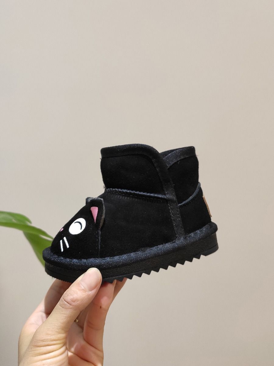Toddler Kids Unisex Adorable Cat  Snow Boots Pink and Black - dianjiang-