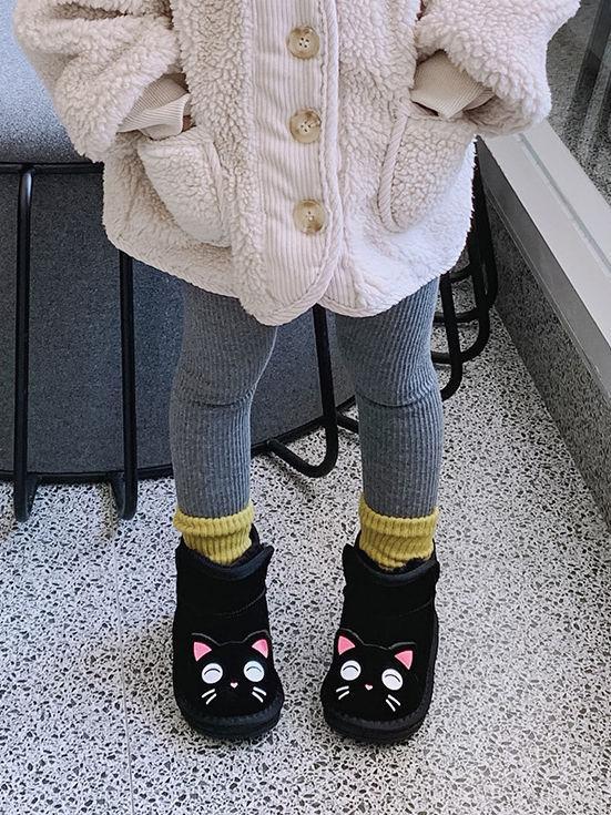 Toddler Kids Unisex Adorable Cat  Snow Boots Pink and Black - dianjiang-