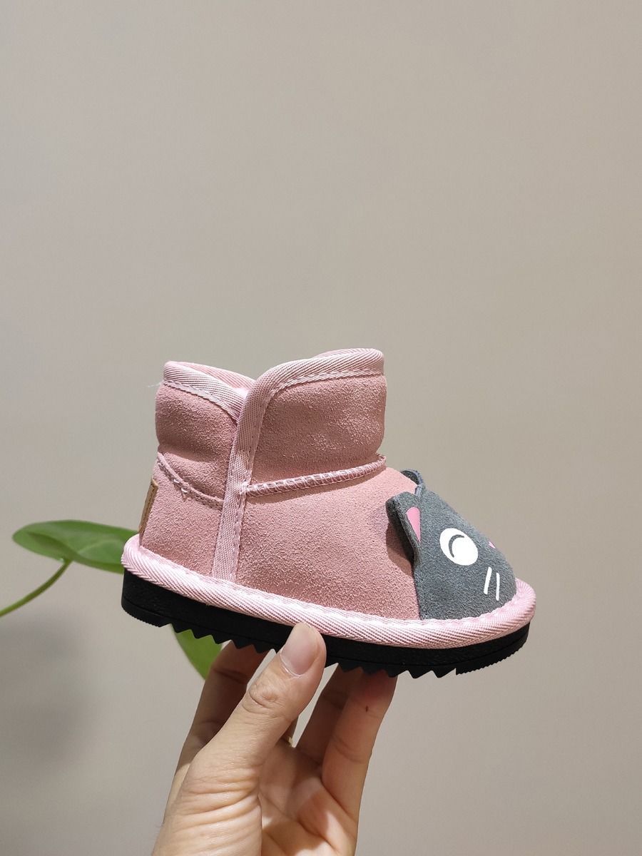 Toddler Kids Unisex Adorable Cat  Snow Boots Pink and Black - dianjiang-