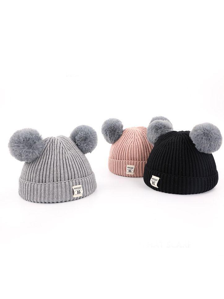 Adorable Double Pom Pom Knitted Baby Beanie Hat - dianjiang-