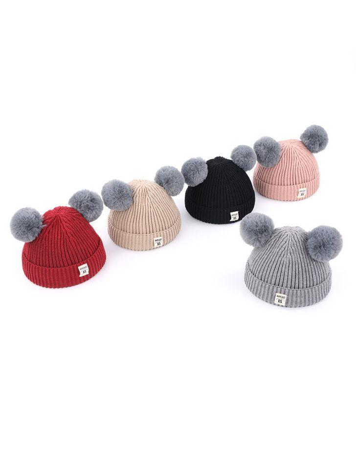 Adorable Double Pom Pom Knitted Baby Beanie Hat - dianjiang-
