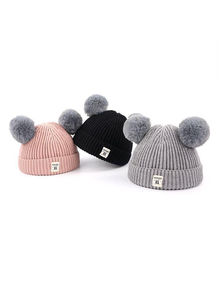 Adorable Double Pom Pom Knitted Baby Beanie Hat - dianjiang-