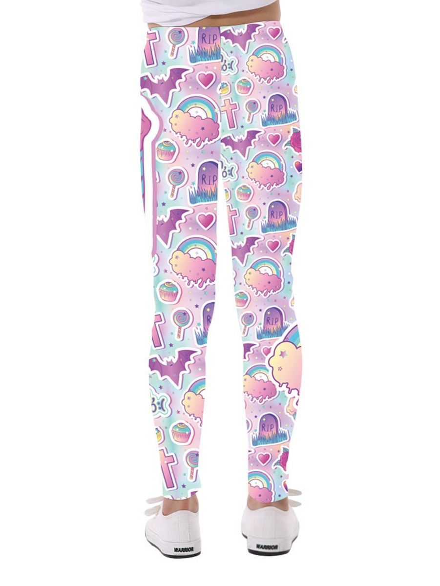 Cartoon Rainbow Allover Print Leggings - dianjiang-