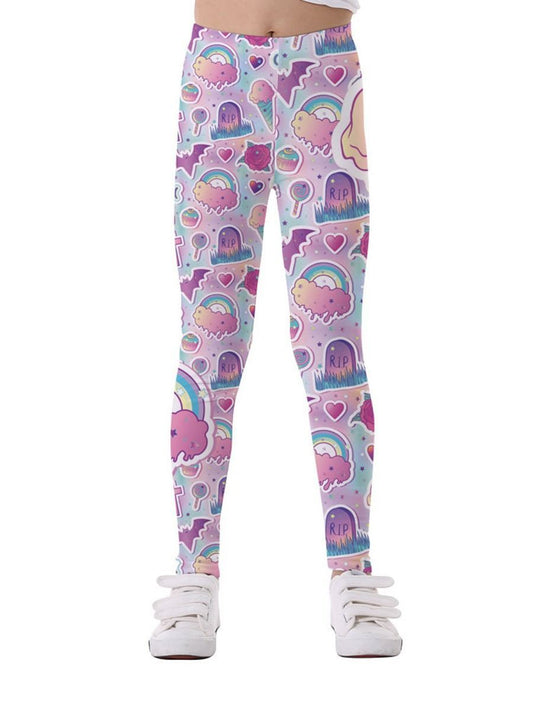 Cartoon Rainbow Allover Print Leggings - dianjiang-