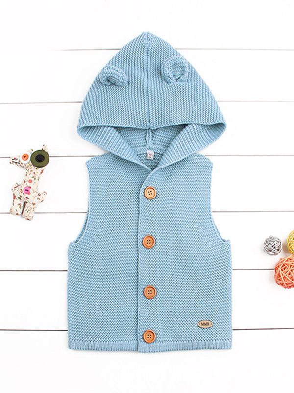 Animal Ears Waistcoat Sleeveless Buttoned Vest Baby Hoodie Cardigan - dianjiang-