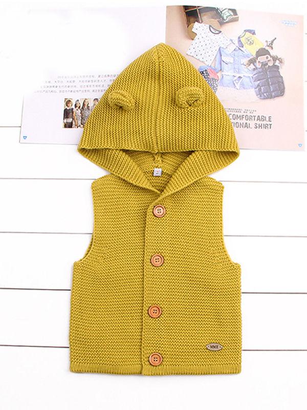 Animal Ears Waistcoat Sleeveless Buttoned Vest Baby Hoodie Cardigan - dianjiang-