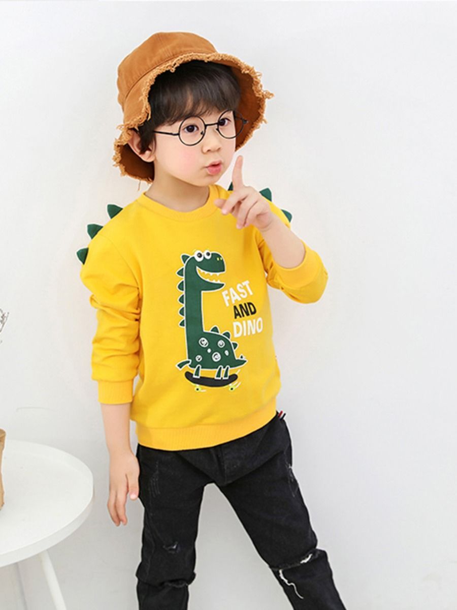 Toddler Baby Cool Fast and Dino Dinosaur Printed Pullover 3 Colors - dianjiang-