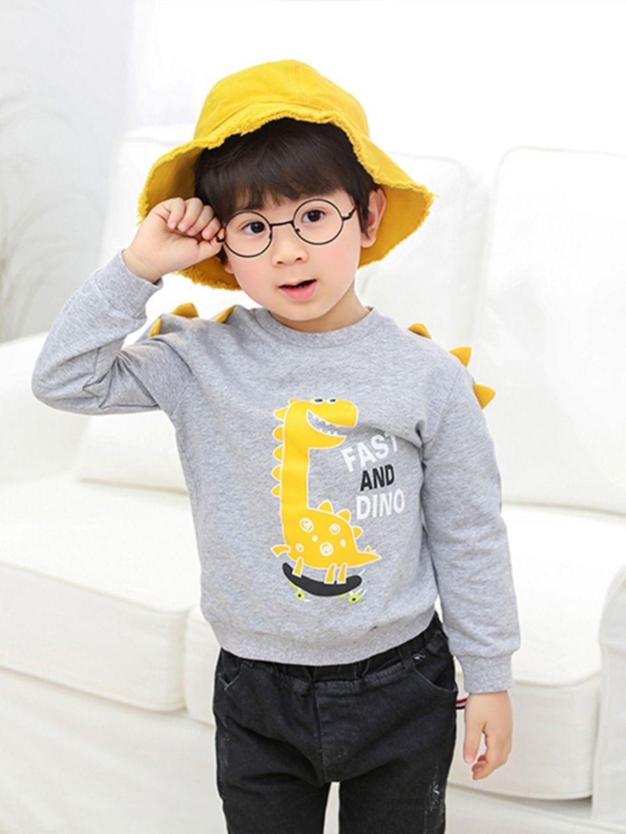 Toddler Baby Cool Fast and Dino Dinosaur Printed Pullover 3 Colors - dianjiang-