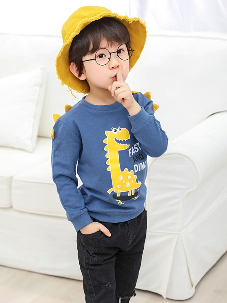 Toddler Baby Cool Fast and Dino Dinosaur Printed Pullover 3 Colors - dianjiang-