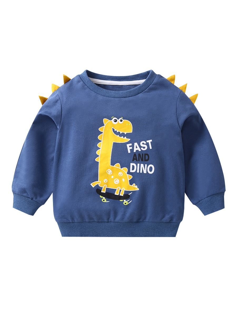 Toddler Baby Cool Fast and Dino Dinosaur Printed Pullover 3 Colors - dianjiang-