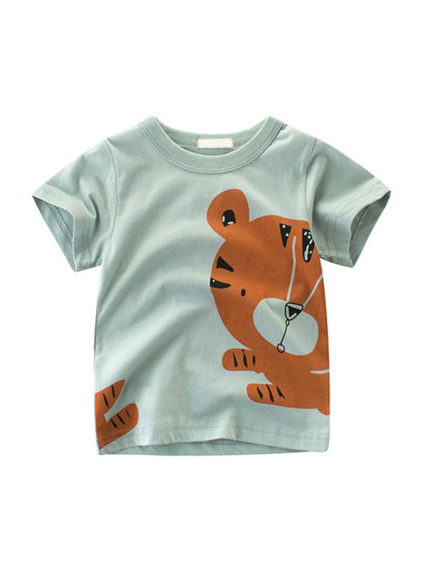 Animal Print Top Cotton Tee Short-sleeve T-shirt - dianjiang-