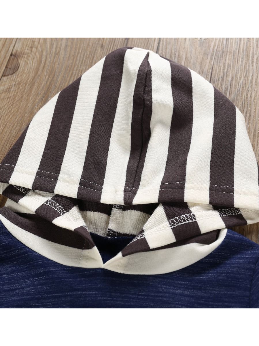 Autumn 2-Piece Outfit Baby Toddler Boy Hoodie & Stripe Cropped Pants - dianjiang-