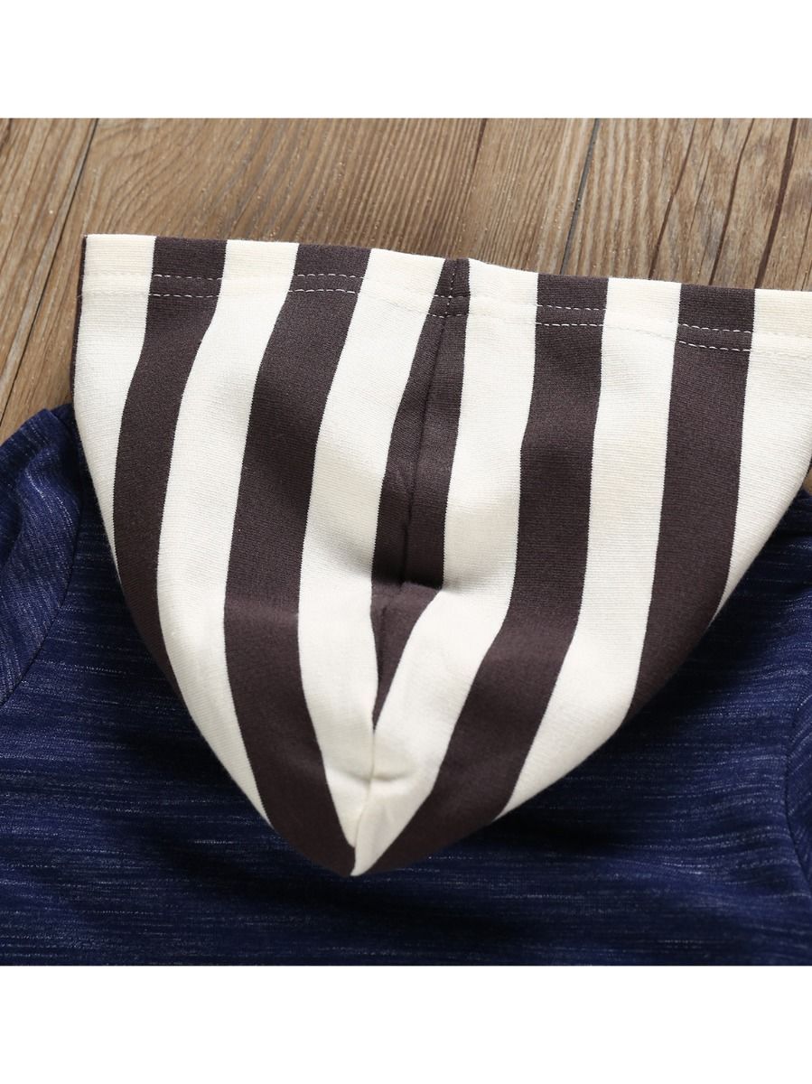 Autumn 2-Piece Outfit Baby Toddler Boy Hoodie & Stripe Cropped Pants - dianjiang-