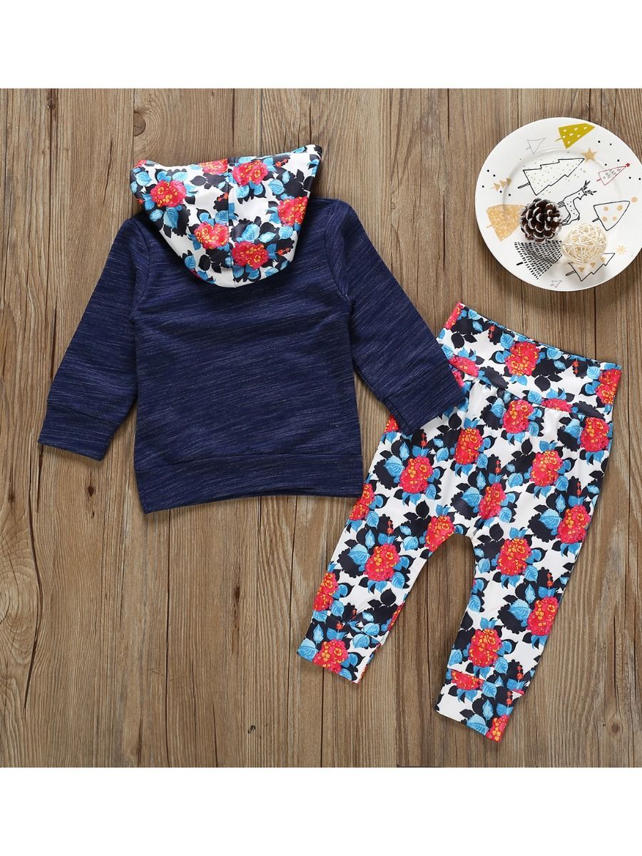 Autumn 2-Piece Outfit Baby Toddler Girl Hoodie & Floral Trouser - dianjiang-