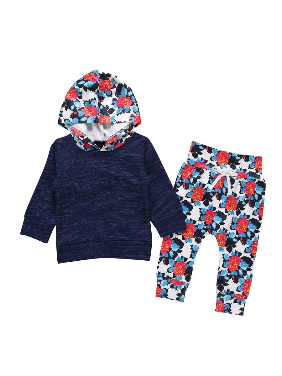 Autumn 2-Piece Outfit Baby Toddler Girl Hoodie & Floral Trouser - dianjiang-