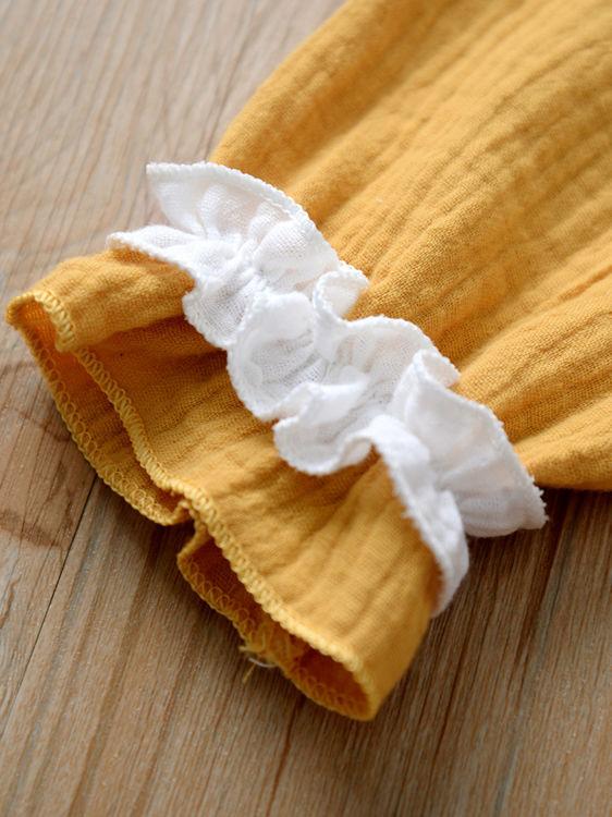 Autumn Multi-colored Ruffled Tie-waist Muslin Baby Girls Jumpsuit - dianjiang-