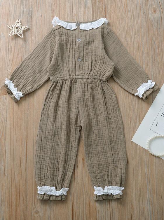 Autumn Multi-colored Ruffled Tie-waist Muslin Baby Girls Jumpsuit - dianjiang-