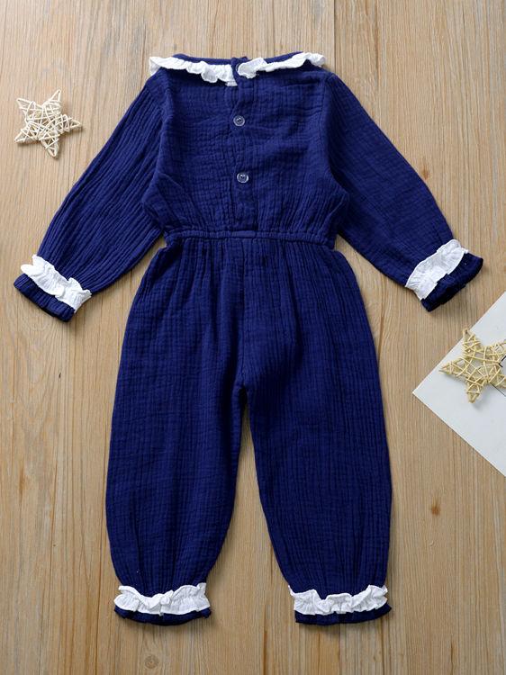 Autumn Multi-colored Ruffled Tie-waist Muslin Baby Girls Jumpsuit - dianjiang-