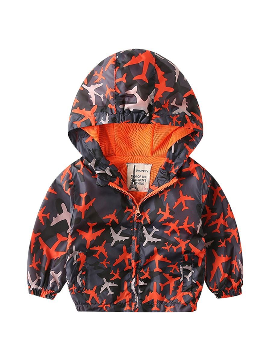 Autumn Allover Print Toddler Boy Hooded Jacket - dianjiang-