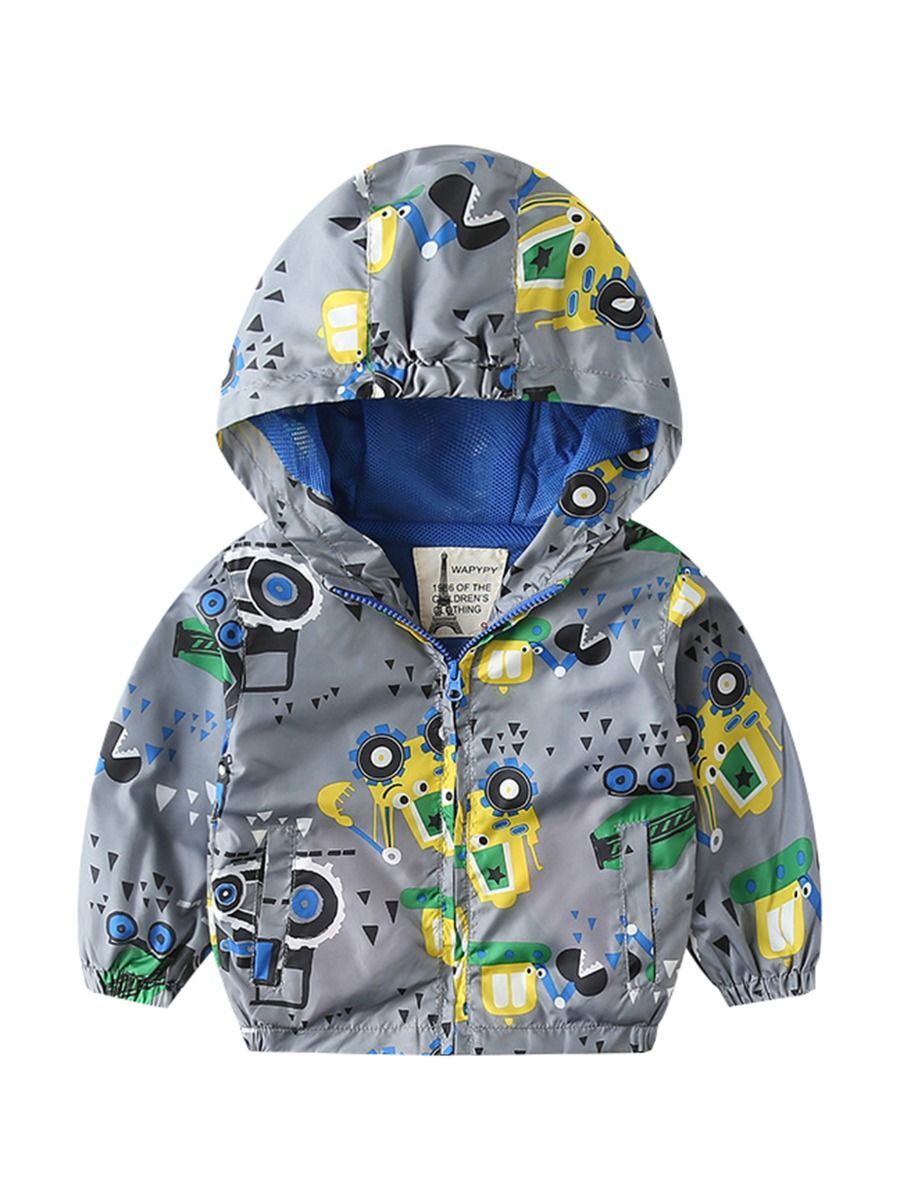 Autumn Allover Print Toddler Boy Hooded Jacket - dianjiang-