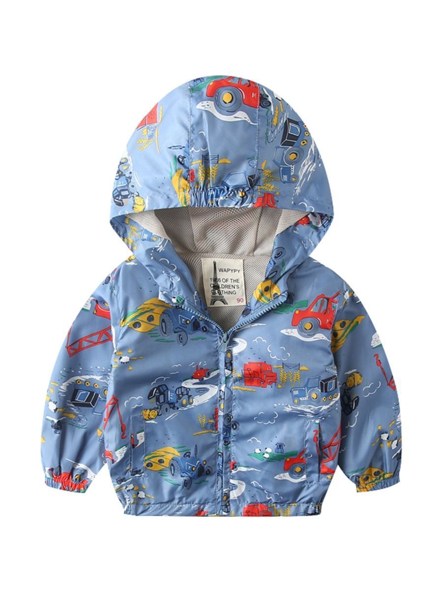 Autumn Allover Print Toddler Boy Hooded Jacket - dianjiang-