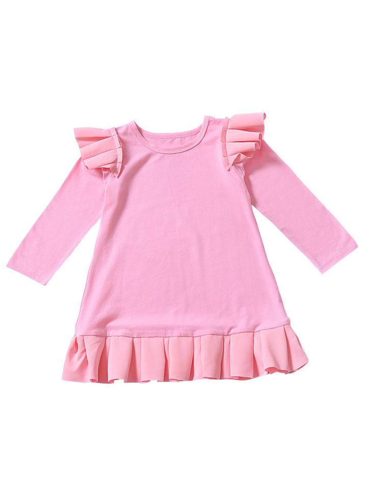 Autumn Toddler Girls Ruffled Flutter Sleeve Casual Dress - dianjiang-